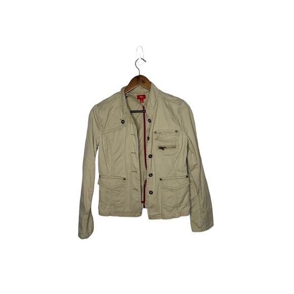 VTG Y2K Mossimo sz medium khaki military style jacket women utility grunge - Picture 1 of 3
